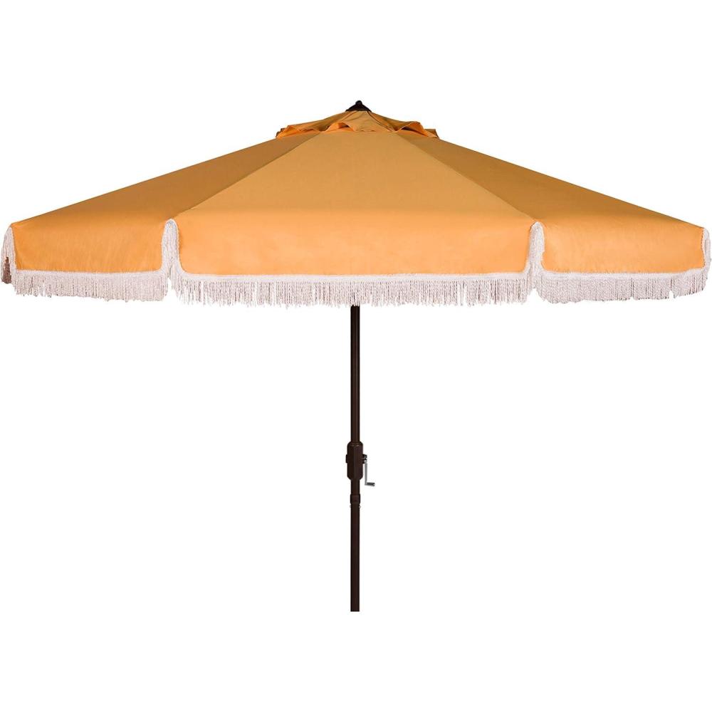image:imageSafavieh PAT8008A Collection Milan Fringe Navy and White 9Ft Crank Outdoor Push Button Tilt UmbrellaYellowWhite