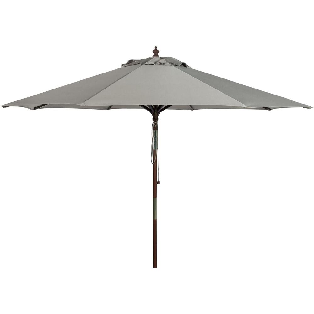 image:imageSafavieh PAT8009A Collection Cannes Beige 9Ft Wooden Outdoor Umbrella 9FootGray