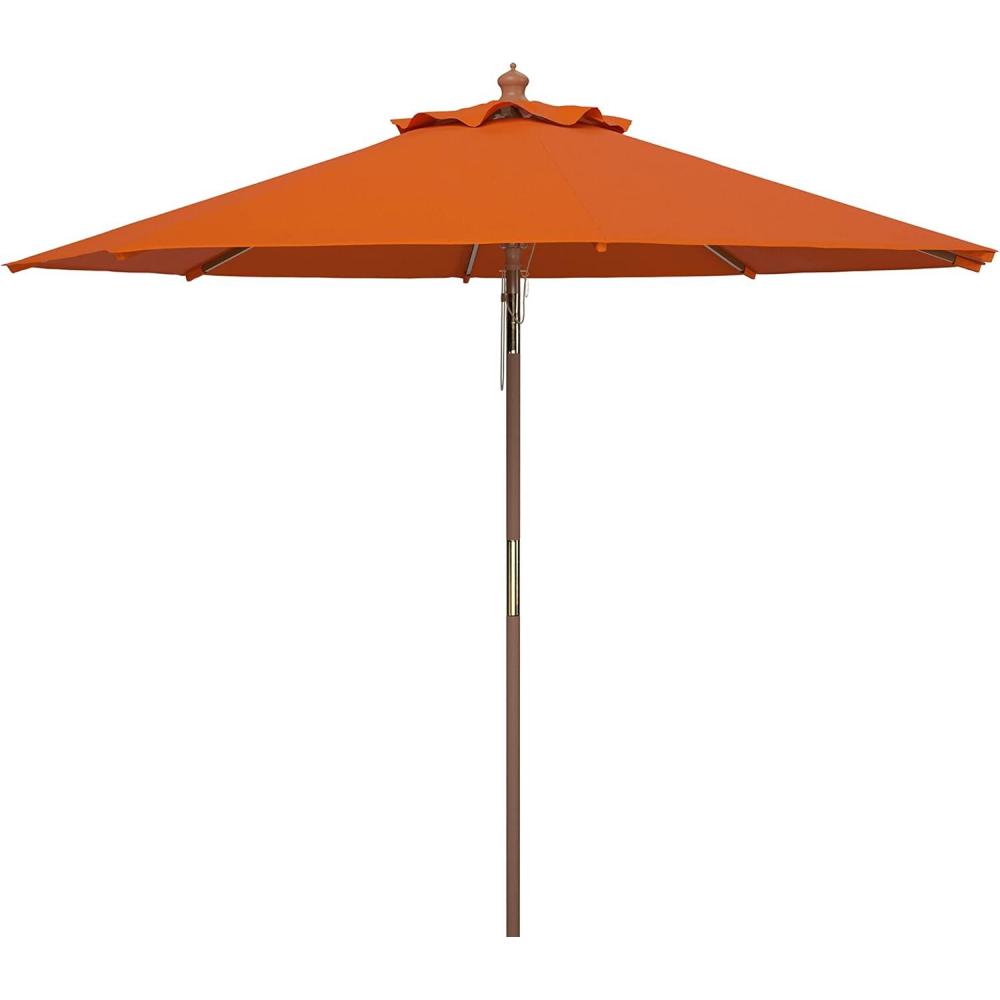 image:imageSafavieh PAT8009A Collection Cannes Beige 9Ft Wooden Outdoor Umbrella 9FootOrange