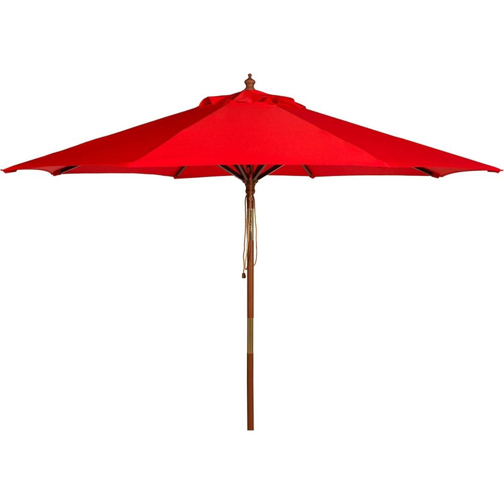 image:imageSafavieh PAT8009A Collection Cannes Beige 9Ft Wooden Outdoor Umbrella 9FootRed