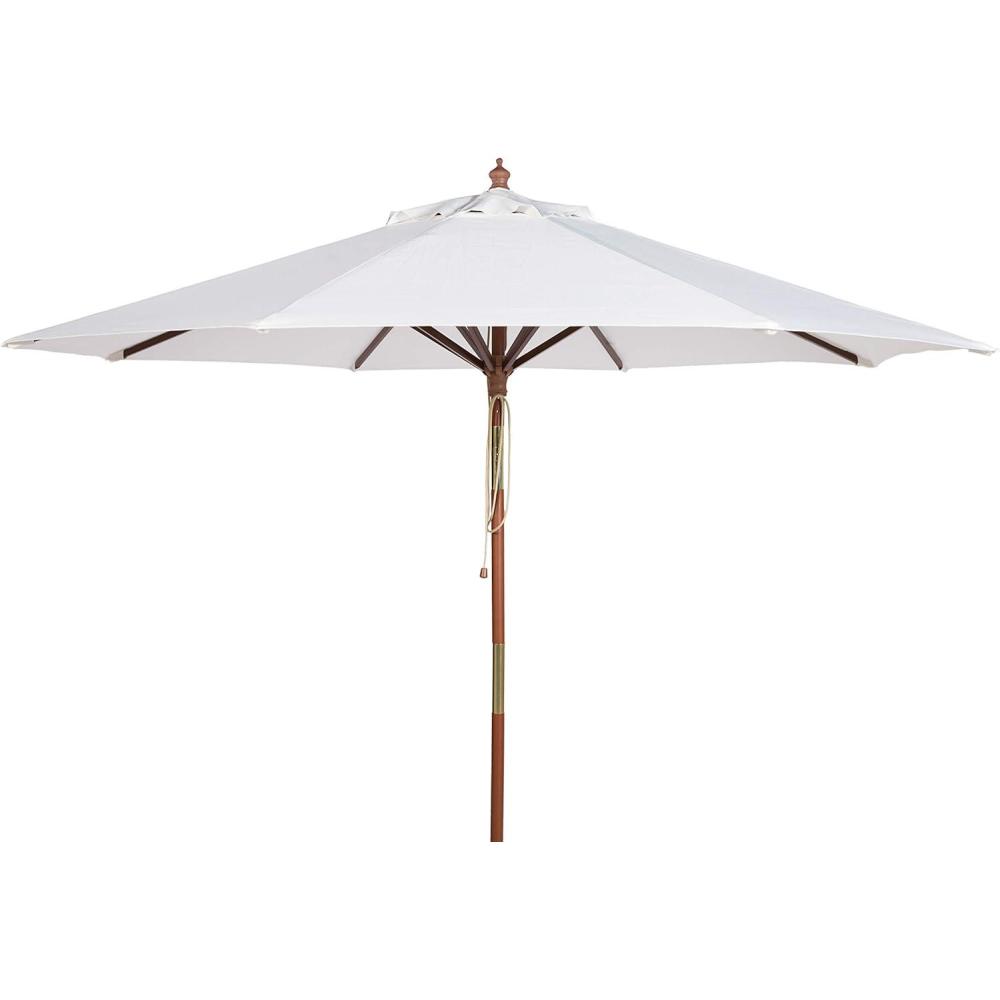 image:imageSafavieh PAT8009A Collection Cannes Beige 9Ft Wooden Outdoor Umbrella 9FootWhite