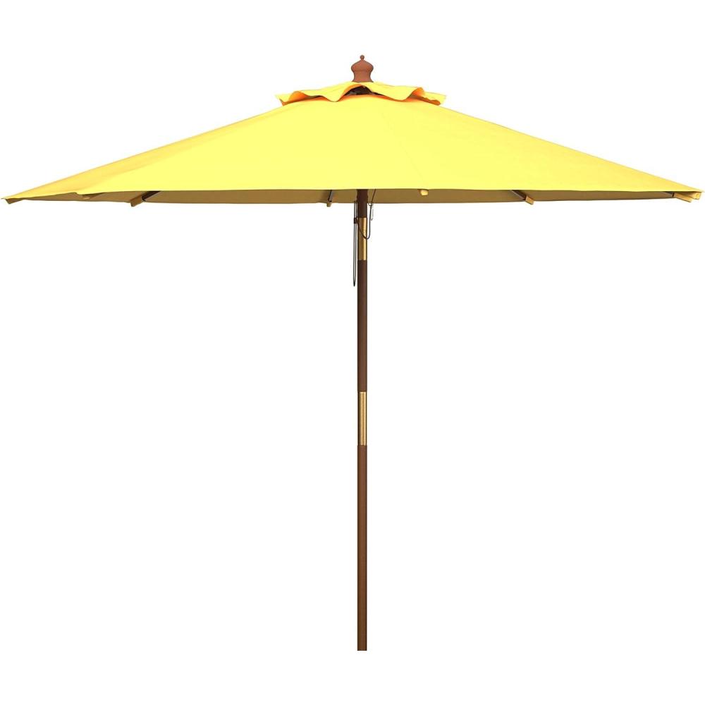 image:imageSafavieh PAT8009A Collection Cannes Beige 9Ft Wooden Outdoor Umbrella 9FootYellow
