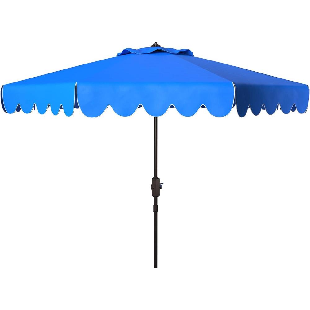 image:imageSafavieh PAT8010A Collection Venice Navy and White Single Scallop 9Ft Crank Outdoor Push Button Tilt UmbrellaPacific