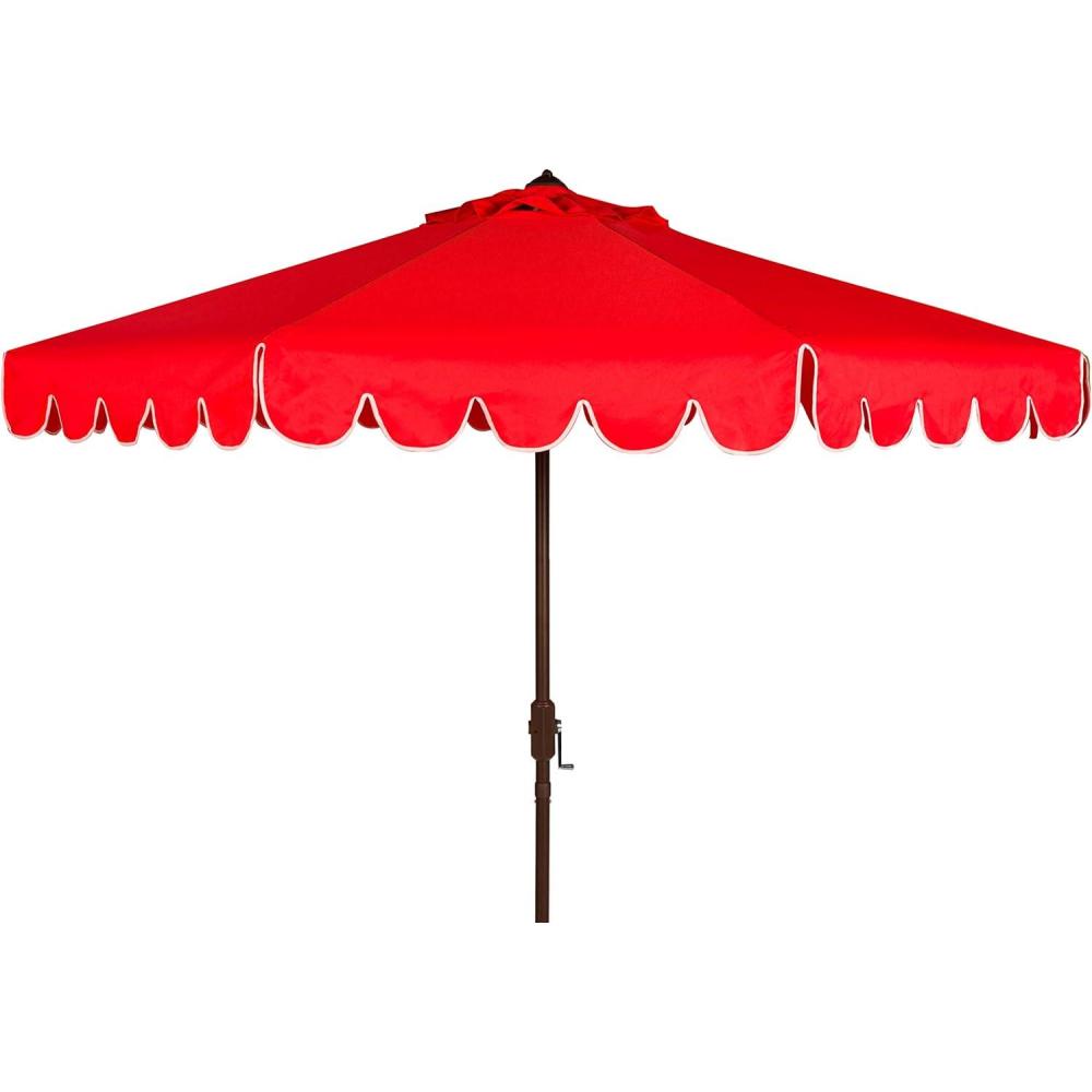 image:imageSafavieh PAT8010A Collection Venice Navy and White Single Scallop 9Ft Crank Outdoor Push Button Tilt UmbrellaRedWhite