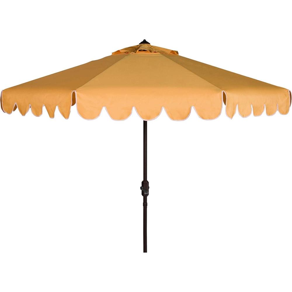 image:imageSafavieh PAT8010A Collection Venice Navy and White Single Scallop 9Ft Crank Outdoor Push Button Tilt UmbrellaYellowWhite
