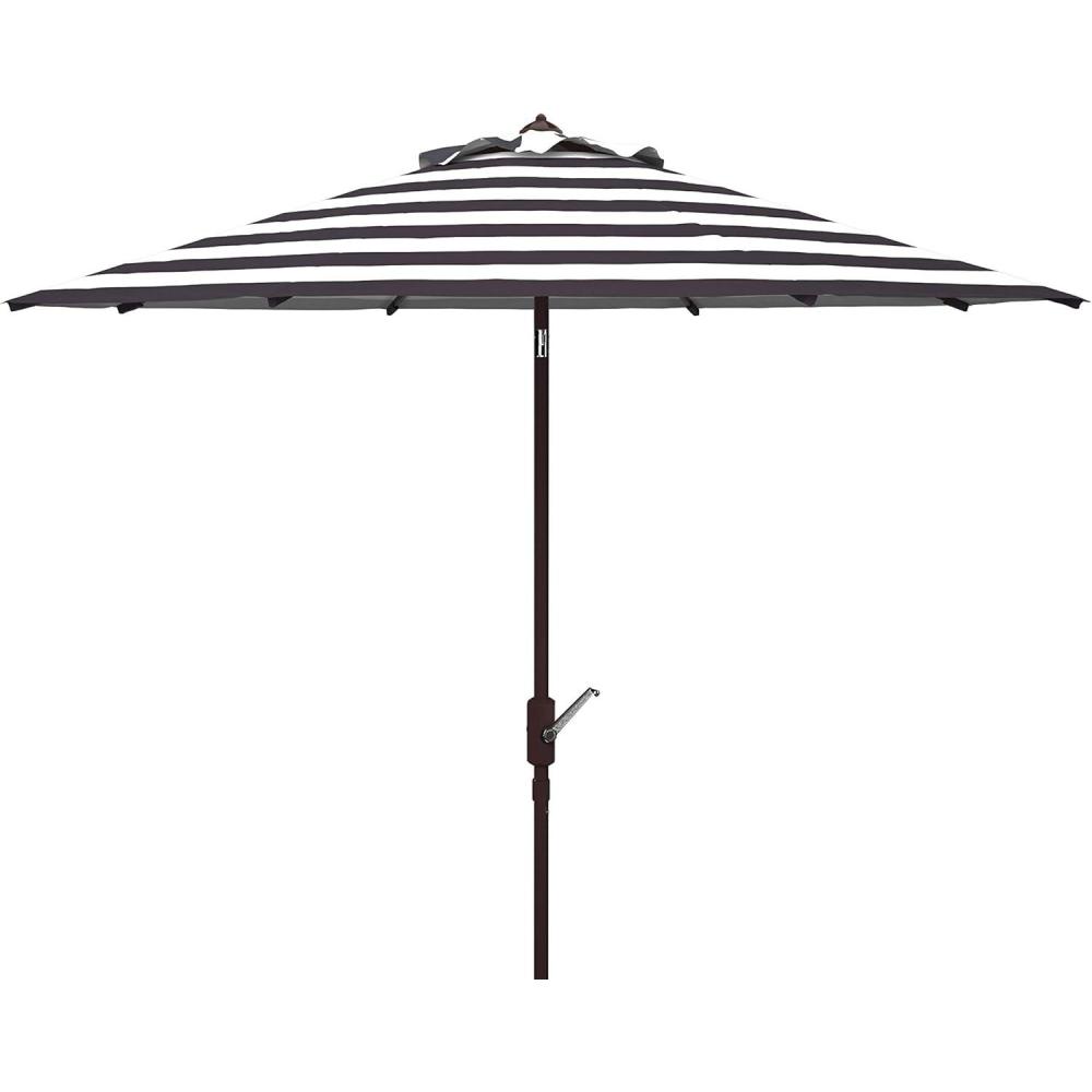 image:imageSafavieh PAT8104A Outdoor Iris Fashion Line 11Foot Round UV Protected UmbrellaBlackWhite