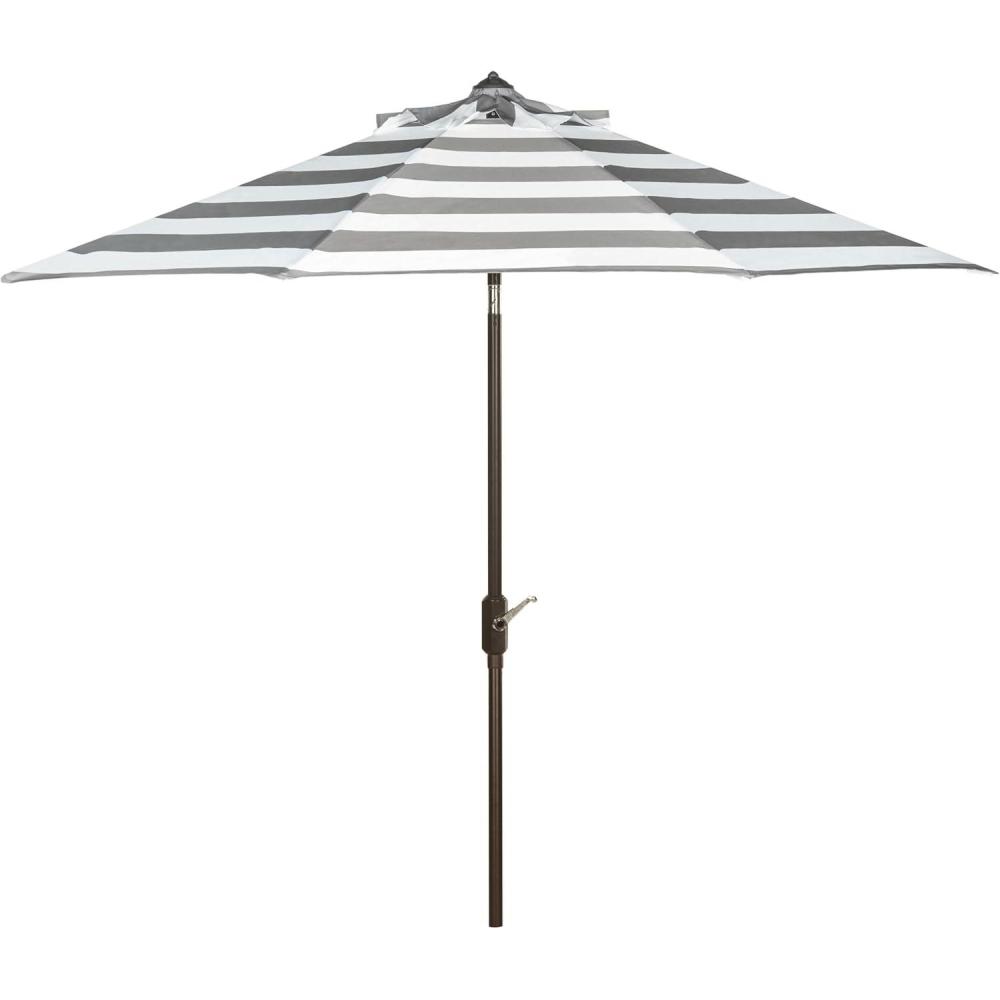 image:imageSafavieh PAT8104A Outdoor Iris Fashion Line 11Foot Round UV Protected UmbrellaGreyWhite