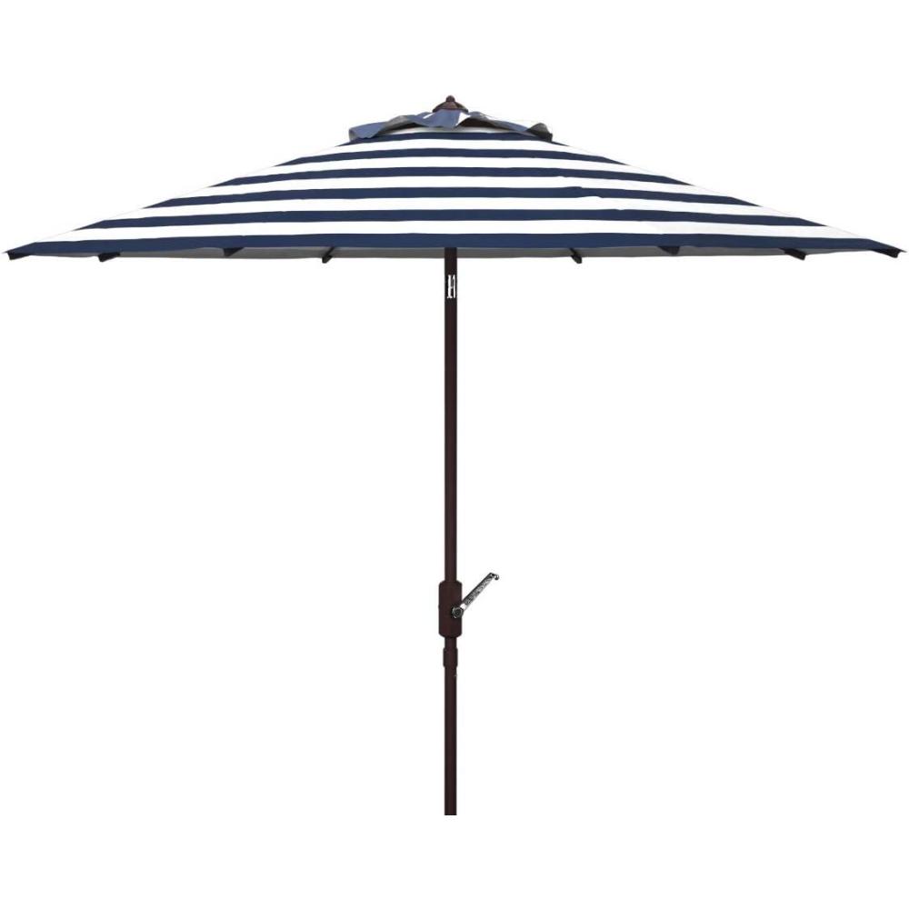 image:imageSafavieh PAT8104A Outdoor Iris Fashion Line 11Foot Round UV Protected UmbrellaNavyWhite