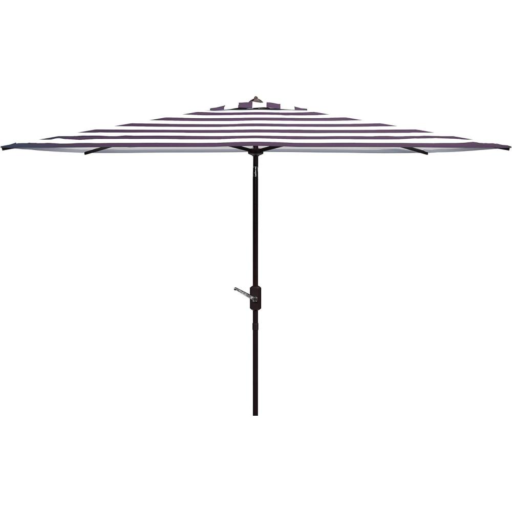 image:imageSafavieh PAT8304D Outdoor Iris Fashion Line Grey and White 66 x 10 Rectangle UV Protected UmbrellaBlackWhite