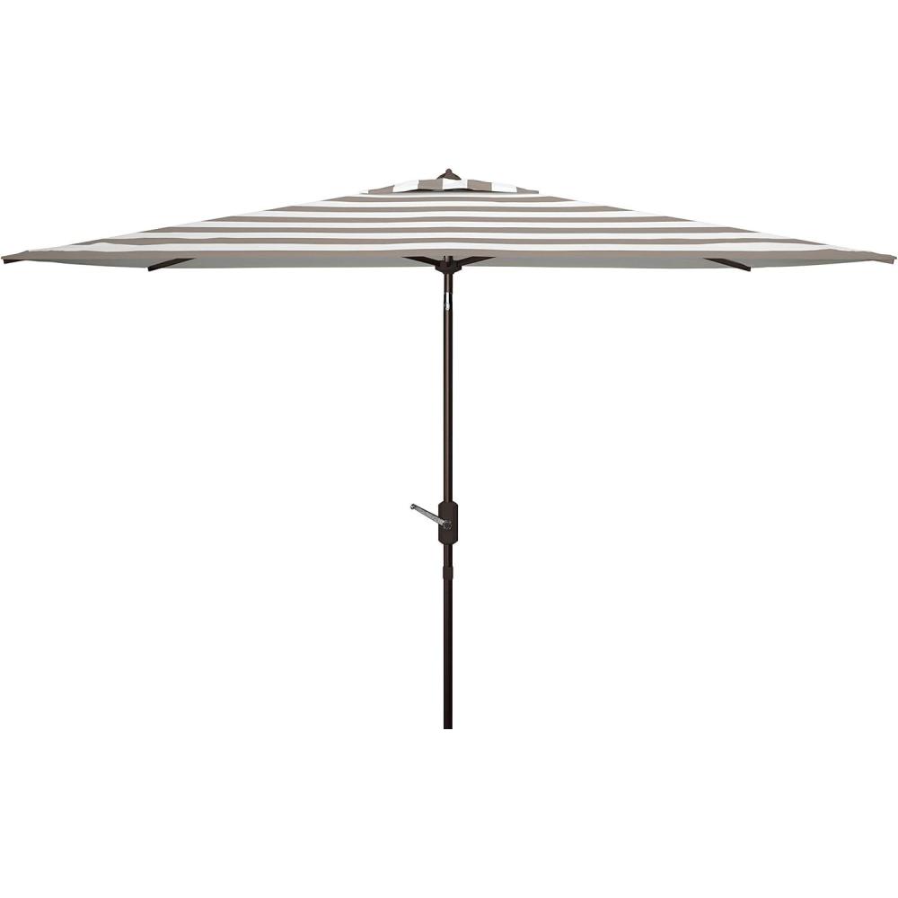 image:imageSafavieh PAT8304D Outdoor Iris Fashion Line Grey and White 66 x 10 Rectangle UV Protected UmbrellaGreyWhite