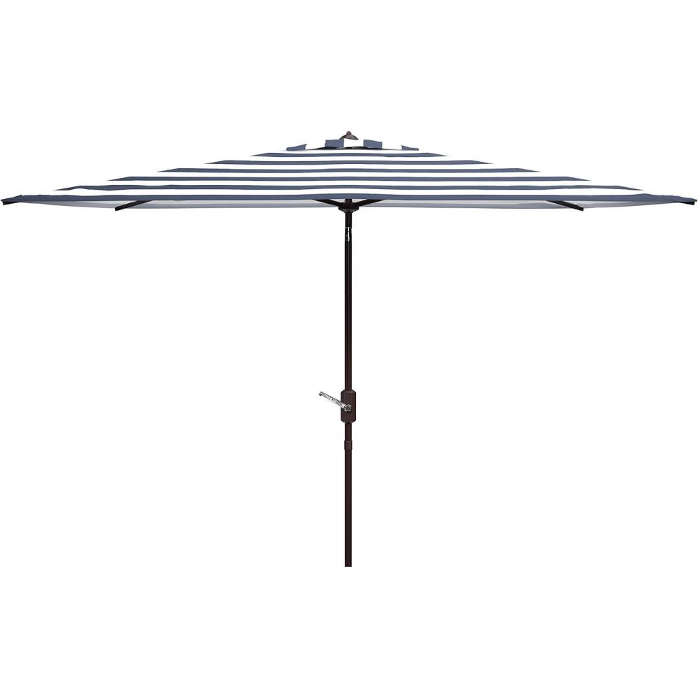 image:imageSafavieh PAT8304D Outdoor Iris Fashion Line Grey and White 66 x 10 Rectangle UV Protected UmbrellaNavyWhite