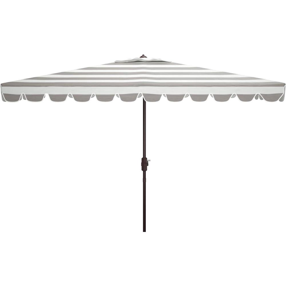 image:imageSafavieh PAT8311C Outdoor Vienna Navy and White 66 x 10 Rectangle Crank UV Protected UmbrellaGreyWhite