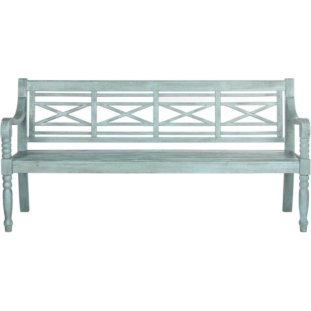 image:imageSafavieh Patio Collection Martin Adirondack Acacia Wood Bench Ash GreyBeach House Blue