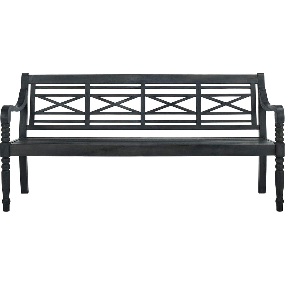 image:imageSafavieh Patio Collection Martin Adirondack Acacia Wood Bench Ash GreyDark Slate Gray
