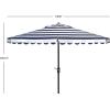 SAFAVIEH 11ft Outdoor Patio Umbrella, Round, Vienna Collection, Black & White Stripe, Crank, Button Tilt, UV Resistant for Deck, Backyard, Poolside (PAT8111D)(Navy/White)