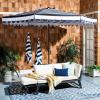 SAFAVIEH 11ft Outdoor Patio Umbrella, Round, Vienna Collection, Black & White Stripe, Crank, Button Tilt, UV Resistant for Deck, Backyard, Poolside (PAT8111D)(Navy/White)
