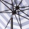 SAFAVIEH 11ft Outdoor Patio Umbrella, Round, Vienna Collection, Black & White Stripe, Crank, Button Tilt, UV Resistant for Deck, Backyard, Poolside (PAT8111D)(Navy/White)