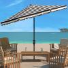 SAFAVIEH 11ft Outdoor Patio Umbrella, Round, Vienna Collection, Black & White Stripe, Crank, Button Tilt, UV Resistant for Deck, Backyard, Poolside (PAT8111D)(Black/White)