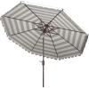 SAFAVIEH 11ft Outdoor Patio Umbrella, Round, Vienna Collection, Black & White Stripe, Crank, Button Tilt, UV Resistant for Deck, Backyard, Poolside (PAT8111D)(Grey/White)
