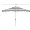SAFAVIEH 11ft Outdoor Patio Umbrella, Round, Vienna Collection, Black & White Stripe, Crank, Button Tilt, UV Resistant for Deck, Backyard, Poolside (PAT8111D)(Grey/White)