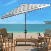SAFAVIEH 11ft Outdoor Patio Umbrella, Round, Vienna Collection, Black & White Stripe, Crank, Button Tilt, UV Resistant for Deck, Backyard, Poolside (PAT8111D)(Grey/White)
