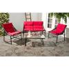 SAFAVIEH 4-Piece Outdoor Collection Berkane Patio Set(Brown / Red)