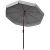 SAFAVIEH 6.5ft Outdoor Patio Umbrella, Round, Copen Collection, White & Light Blue Stripe, Fringe Trim, Button Tilt, UV Resistant for Deck, Backyard, Poolside (PAT8501C)(White / Navy)