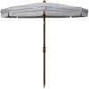SAFAVIEH 6.5ft Outdoor Patio Umbrella, Round, Copen Collection, White & Light Blue Stripe, Fringe Trim, Button Tilt, UV Resistant for Deck, Backyard, Poolside (PAT8501C)(White / Navy)