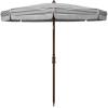 SAFAVIEH 6.5ft Outdoor Patio Umbrella, Round, Copen Collection, White & Light Blue Stripe, Fringe Trim, Button Tilt, UV Resistant for Deck, Backyard, Poolside (PAT8501C)(White / Black)