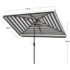 SAFAVIEH 6.5x10ft Outdoor Patio Umbrella, Rectangular, Elsa Collection, Navy & White Stripe, Auto Crank Tilt, UV Resistant for Deck, Backyard, Poolside (PAT8303B)(Black / White)