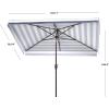 SAFAVIEH 6.5x10ft Outdoor Patio Umbrella, Rectangular, Elsa Collection, Navy & White Stripe, Auto Crank Tilt, UV Resistant for Deck, Backyard, Poolside (PAT8303B)(Navy / White)
