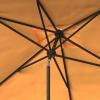 SAFAVIEH 6.5x10ft Outdoor Patio Umbrella, Rectangular, Valance, Yellow & White Trim, Auto Crank Tilt, UV Resistant for Deck, Backyard, Poolside (PAT8306B)