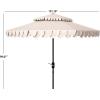 SAFAVIEH 9ft Outdoor Patio Umbrella, Double Top, Valance, Beige & White Trim, Double Top, Auto Crank Tilt, UV Resistant for Deck, Backyard, Poolside (PAT8206C)(Beige/White)