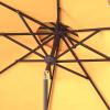 SAFAVIEH 9ft Outdoor Patio Umbrella, Double Top, Valance, Beige & White Trim, Double Top, Auto Crank Tilt, UV Resistant for Deck, Backyard, Poolside (PAT8206C)(Yellow)