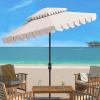 SAFAVIEH 9ft Outdoor Patio Umbrella, Double Top, Valance, Beige & White Trim, Double Top, Auto Crank Tilt, UV Resistant for Deck, Backyard, Poolside (PAT8206C)(Beige/White)