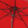 SAFAVIEH 9ft Outdoor Patio Umbrella, Double Top, Valance, Beige & White Trim, Double Top, Auto Crank Tilt, UV Resistant for Deck, Backyard, Poolside (PAT8206C)(Red)