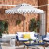 SAFAVIEH 9ft Outdoor Patio Umbrella, Double Top, Valance, Beige & White Trim, Double Top, Auto Crank Tilt, UV Resistant for Deck, Backyard, Poolside (PAT8206C)(White/Black)