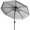 SAFAVIEH 9ft Outdoor Patio Umbrella, Double Top, Valance, Beige & White Trim, Double Top, Auto Crank Tilt, UV Resistant for Deck, Backyard, Poolside (PAT8206C)(White/Black)