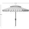 SAFAVIEH 9ft Outdoor Patio Umbrella, Double Top, Valance, Beige & White Trim, Double Top, Auto Crank Tilt, UV Resistant for Deck, Backyard, Poolside (PAT8206C)(White/Black)
