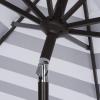 SAFAVIEH 9ft Outdoor Patio Umbrella, Round, Else Collection, Navy & White Stripe, Auto Crank Tilt, UV Resistant for Deck, Backyard, Poolside (PAT8003B)(Black / White)