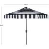 SAFAVIEH 9ft Outdoor Patio Umbrella, Round, Else Collection, Navy & White Stripe, Auto Crank Tilt, UV Resistant for Deck, Backyard, Poolside (PAT8003B)(Black / White)