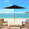 SAFAVIEH 9ft Outdoor Patio Umbrella, Round, Hurst Collection, Navy, Push up, UV Resistant for Deck, Backyard, Poolside (PAT8002C)(Black)