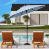 SAFAVIEH 9ft Outdoor Patio Umbrella, Round, Ortega Collection, Baby Blue, Auto Crank Tilt, UV Resistant for Deck, Backyard, Poolside (PAT8001U)
