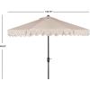 SAFAVIEH 9ft Outdoor Patio Umbrella, Round, Valance, Navy & White Trim, Auto Crank Tilt, UV Resistant for Deck, Backyard, Poolside (PAT8006A)(Beige/White)