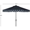 SAFAVIEH 9ft Outdoor Patio Umbrella, Round, Valance, Navy & White Trim, Auto Crank Tilt, UV Resistant for Deck, Backyard, Poolside (PAT8006A)(Navy/Off White)