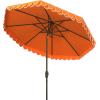 SAFAVIEH 9ft Outdoor Patio Umbrella, Round, Valance, Navy & White Trim, Auto Crank Tilt, UV Resistant for Deck, Backyard, Poolside (PAT8006A)(Orange)