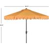SAFAVIEH 9ft Outdoor Patio Umbrella, Round, Valance, Navy & White Trim, Auto Crank Tilt, UV Resistant for Deck, Backyard, Poolside (PAT8006A)(Yellow/White)