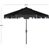 SAFAVIEH 9ft Outdoor Patio Umbrella, Round, Zimmerman Collection, Yellow & White Trim, Button Tilt, UV Resistant for Deck, Backyard, Poolside (PAT8000F)(Black/White)