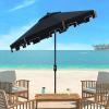 SAFAVIEH 9ft Outdoor Patio Umbrella, Round, Zimmerman Collection, Yellow & White Trim, Button Tilt, UV Resistant for Deck, Backyard, Poolside (PAT8000F)(Black/White)