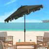 SAFAVIEH 9ft Outdoor Patio Umbrella, Round, Zimmerman Collection, Yellow & White Trim, Button Tilt, UV Resistant for Deck, Backyard, Poolside (PAT8000F)(Dark Green)